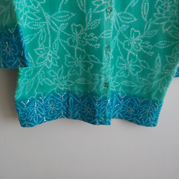 Jones New York Sweater Cardigan - Green Blue - 3/4 Sleeve - Large - NWT  (562) - Picture 2 of 5
